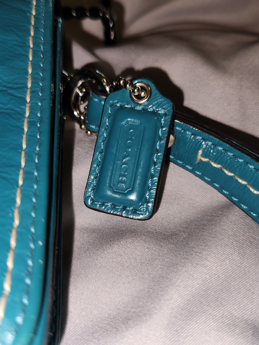 Coach Bleecker Teal Leather Clutch with Buckle Detail - Picture 4 of 14